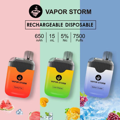 【VAPOR STORM 風暴】風暴一次性拋棄式電子菸 7500口 5%含量尼古丁 🍬台灣現貨